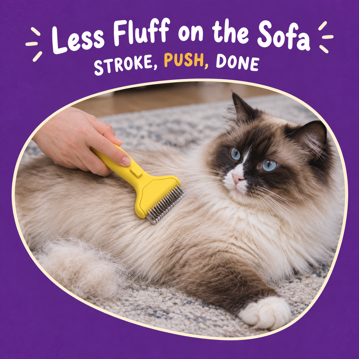 LitterBond Deshedding Comb - in use with a cat