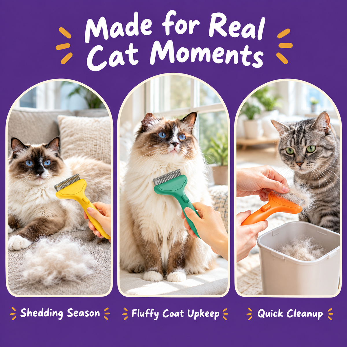LitterBond Deshedding Comb - real cat moments