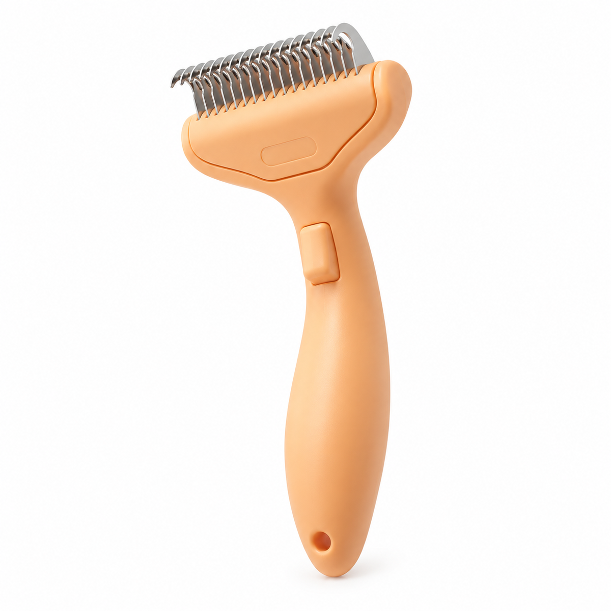 LitterBond Deshedding Comb - Peach Orange on white background