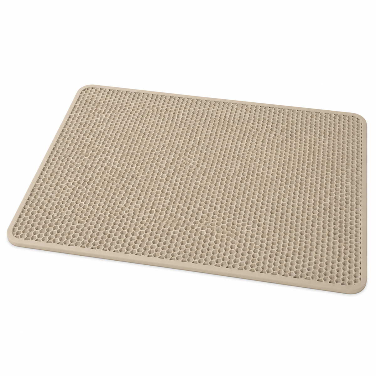 LitterBond Double-Layer Litter Mat - Beige on white background