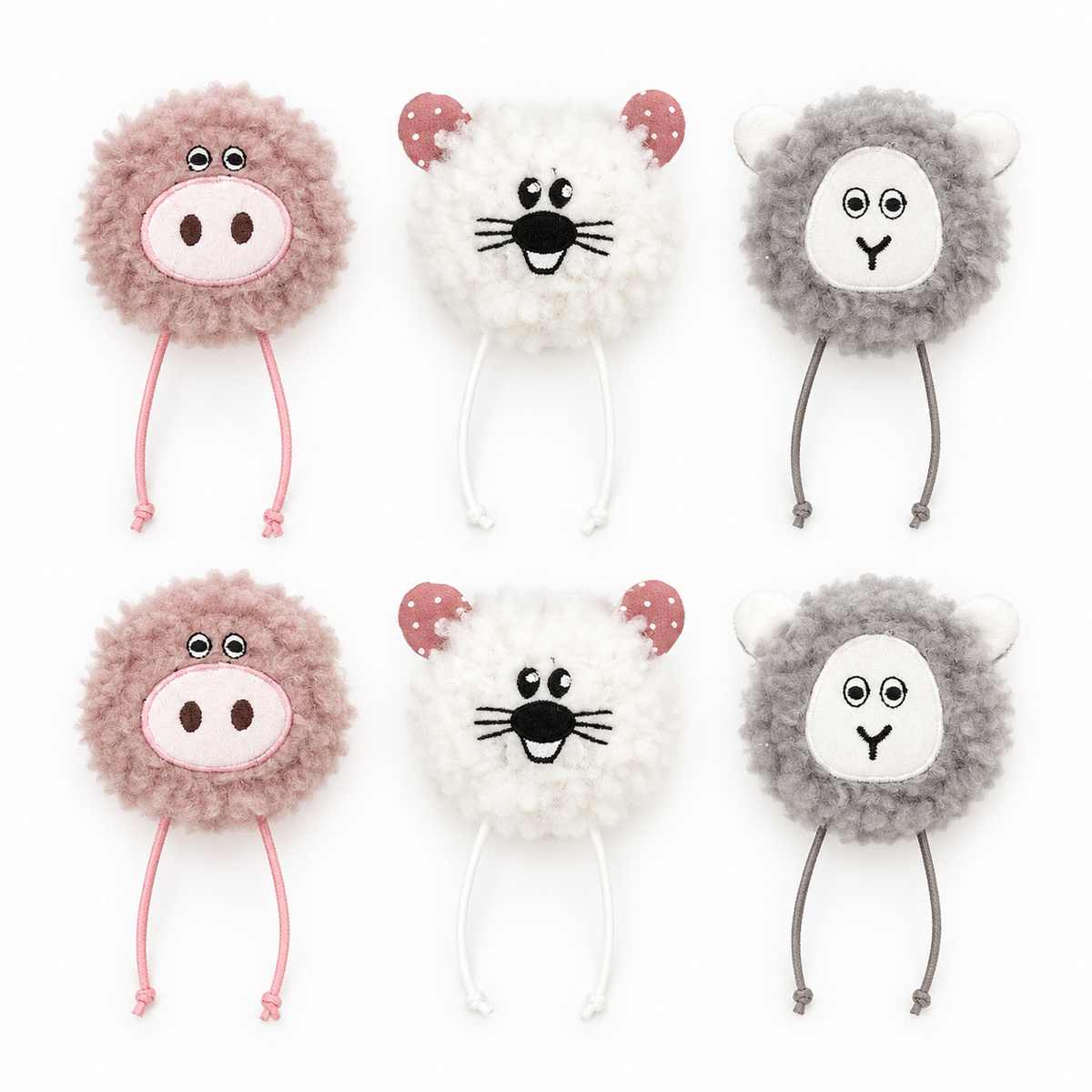 LitterBond Macaron Fluffy Catnip Toys, assorted 6-pack on a white background