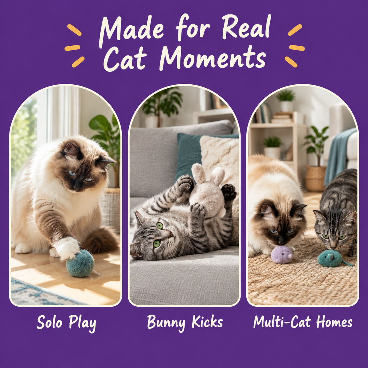 Real cat moments with LitterBond Fuzzy Fruit Silvervine Plushies