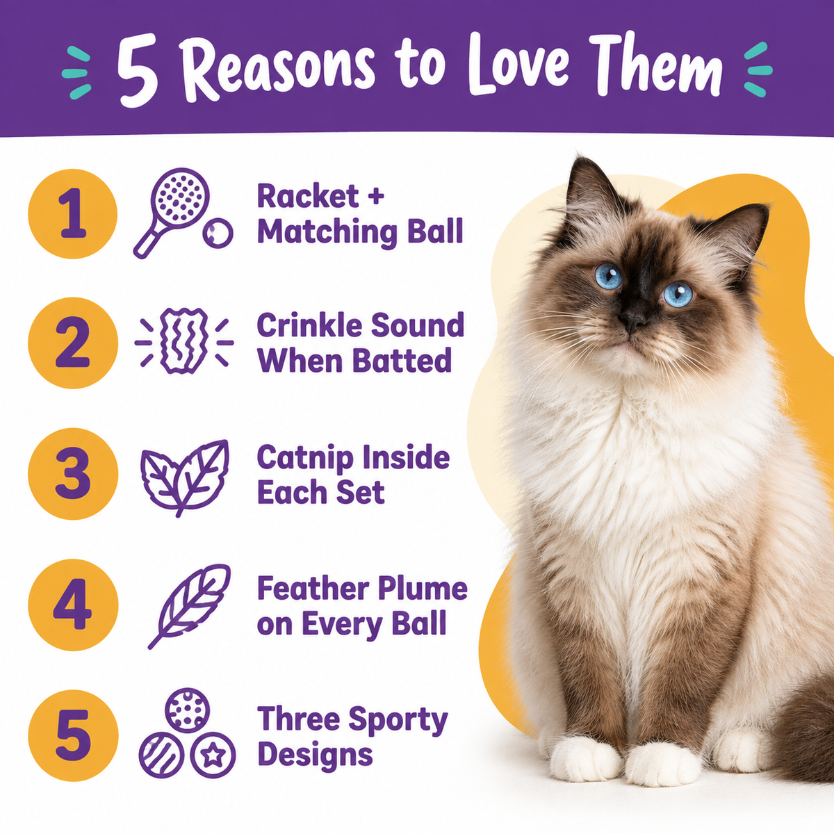 5 reasons to love LitterBond Catnip Racket & Ball Sets
