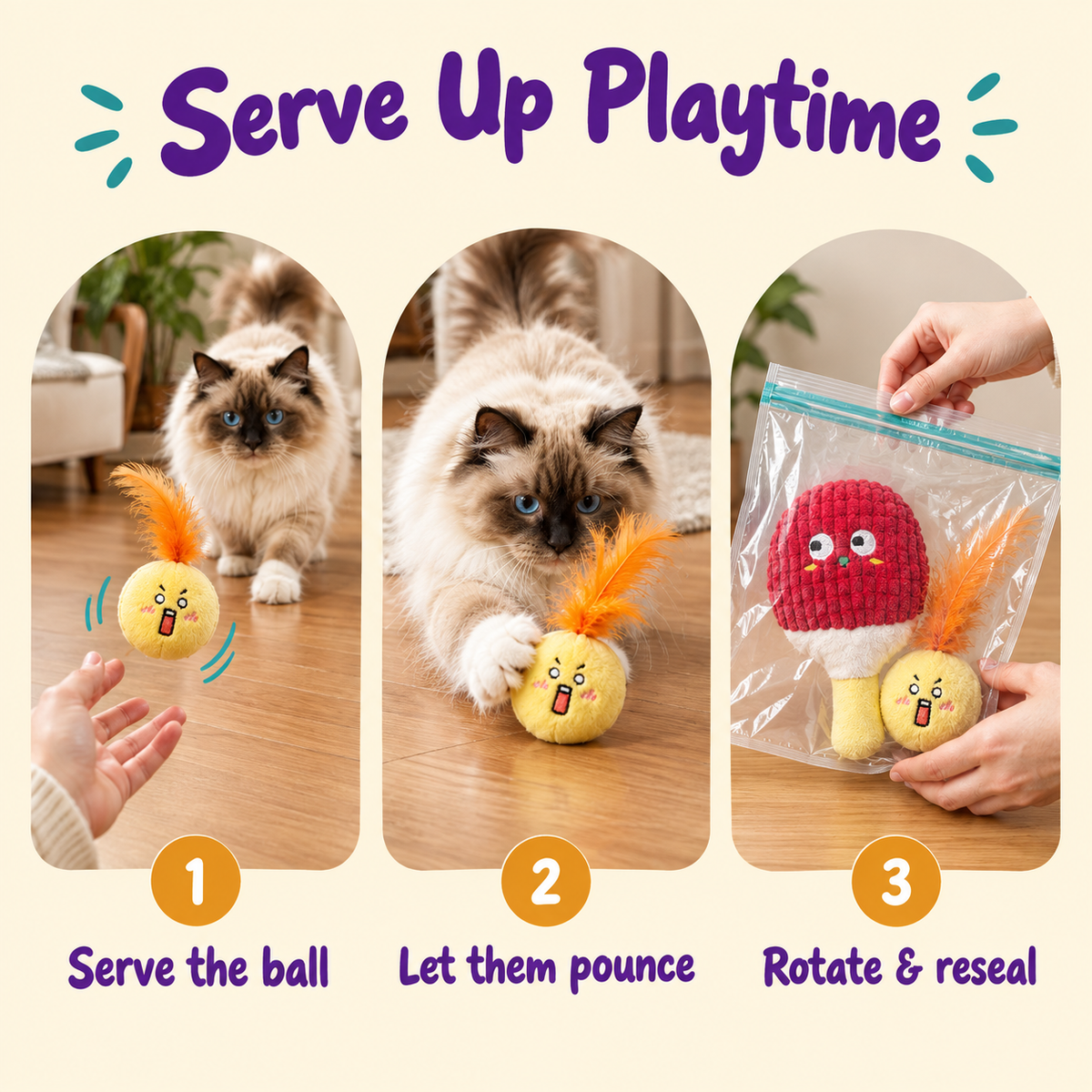 Serve Up Playtime: how to play with LitterBond Catnip Racket & Ball Sets