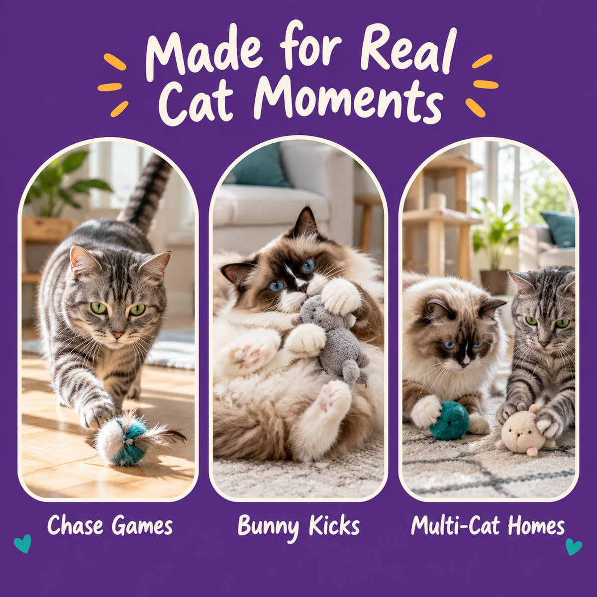 Real cat moments with LitterBond Catnip Racket & Ball Sets