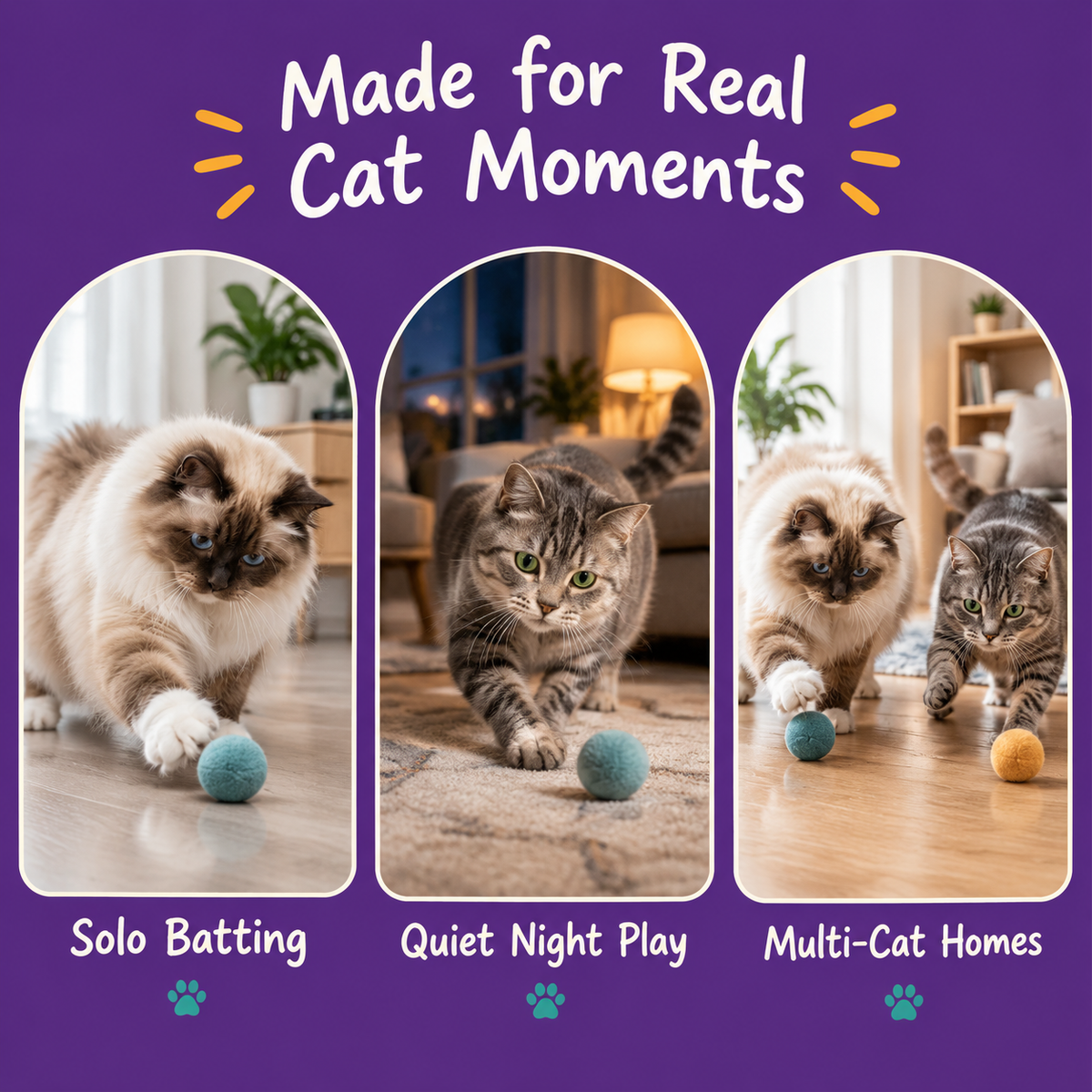 Real cat moments with LitterBond Quiet Pom-Pom Play Balls