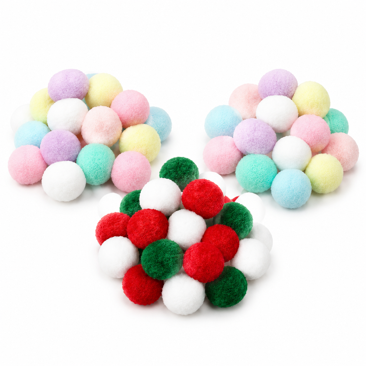 LitterBond Quiet Pom-Pom Play Balls, assorted 3 boxes on a white background