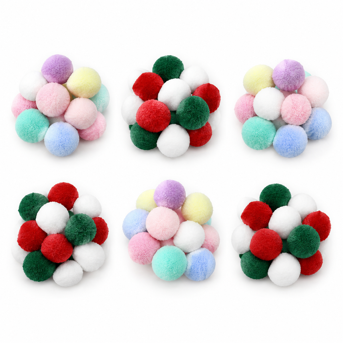 LitterBond Quiet Pom-Pom Play Balls, assorted 6 boxes on a white background