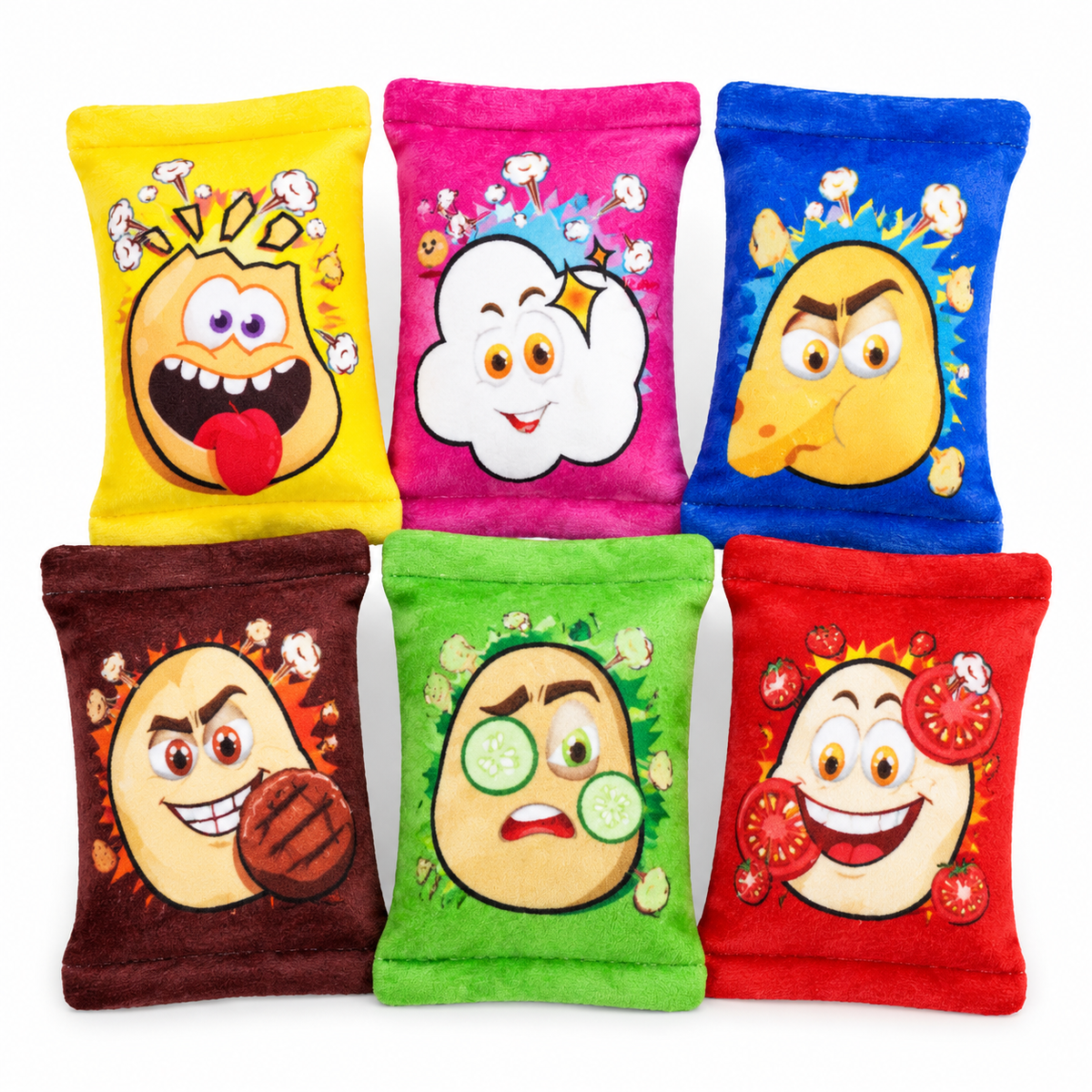 LitterBond Crinkle Chip Bag Kickers, assorted 6-pack on a white background