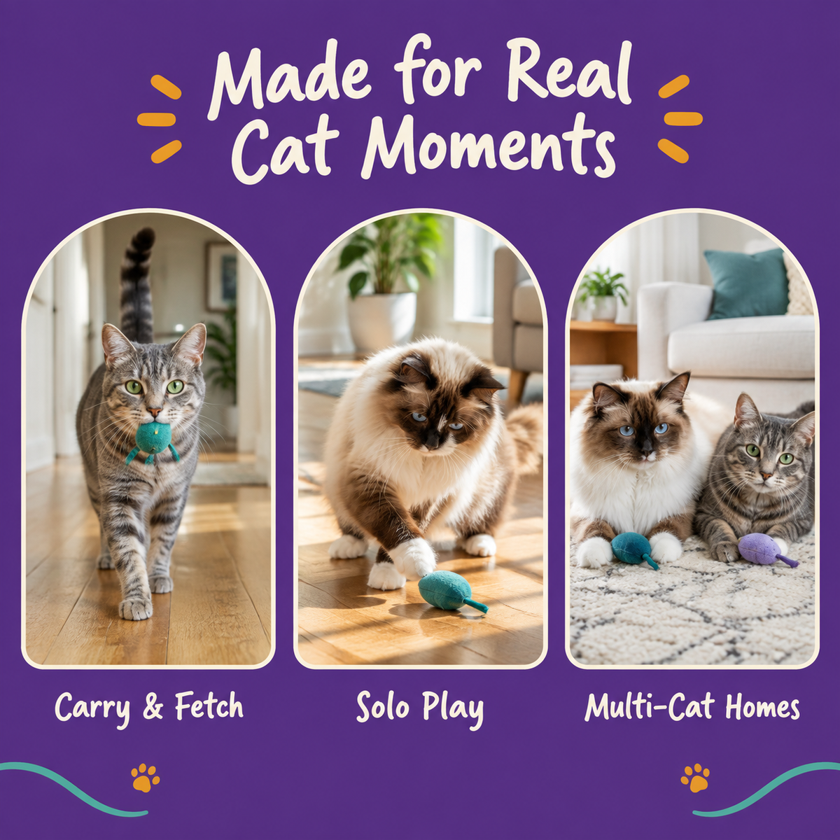 Real cat moments with LitterBond Rustic Felt Critter Toys