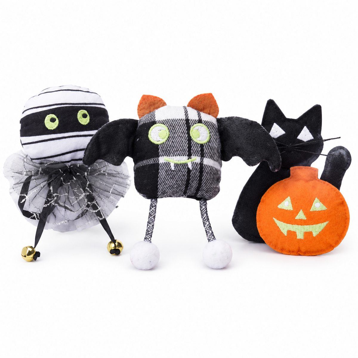 LitterBond Halloween Catnip Toys, assorted 3-pack on a white background