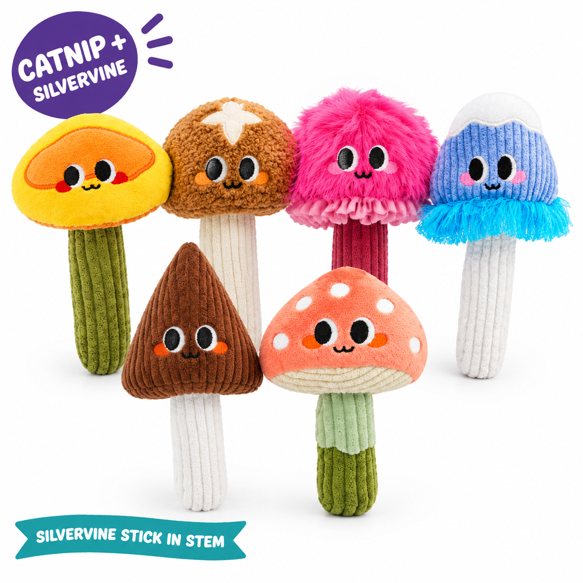 LitterBond Silvervine Mushroom Toys: catnip + silvervine, silvervine stick in stem