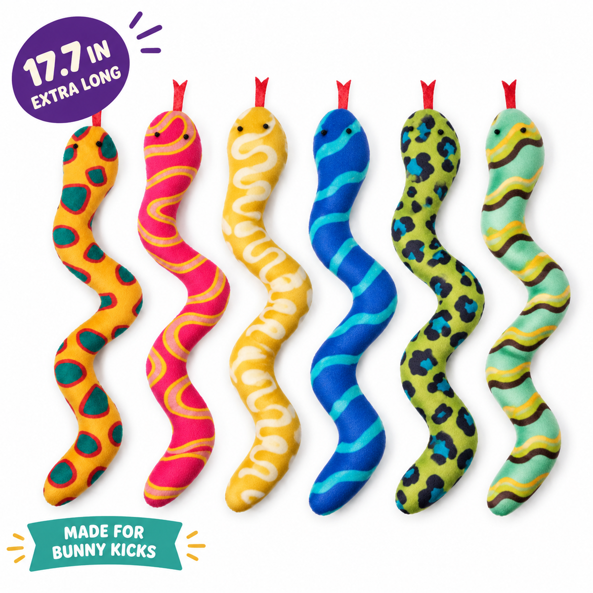 LitterBond Catnip Snake Kickers: 17.7 in extra long, made for bunny kicks