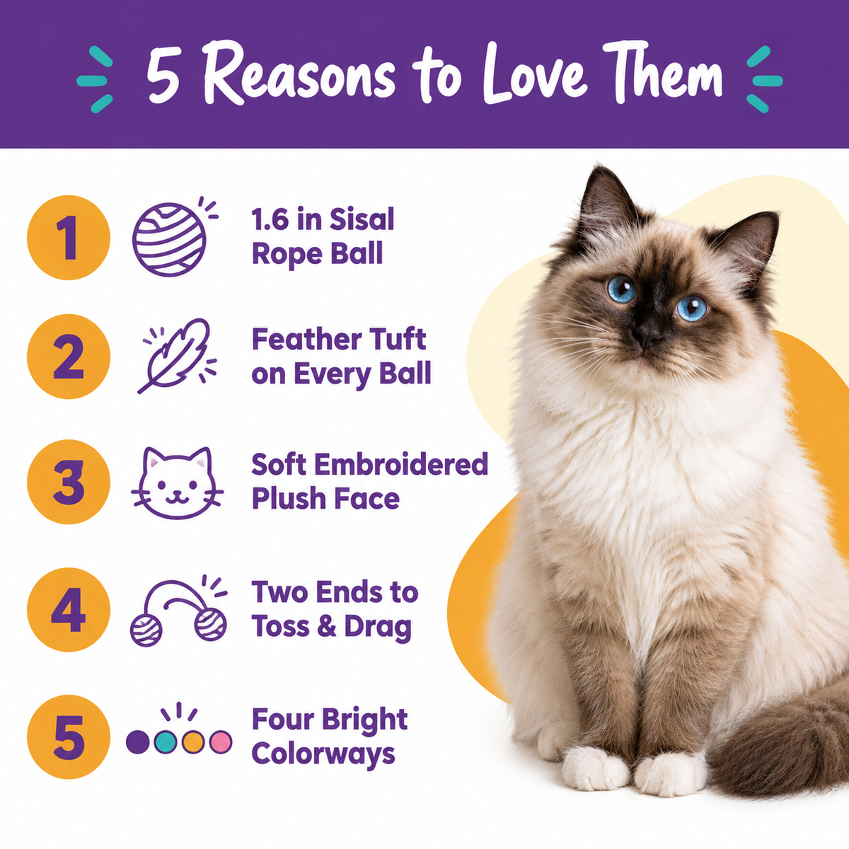 5 reasons to love LitterBond Quirky Face Sisal Ball Toys