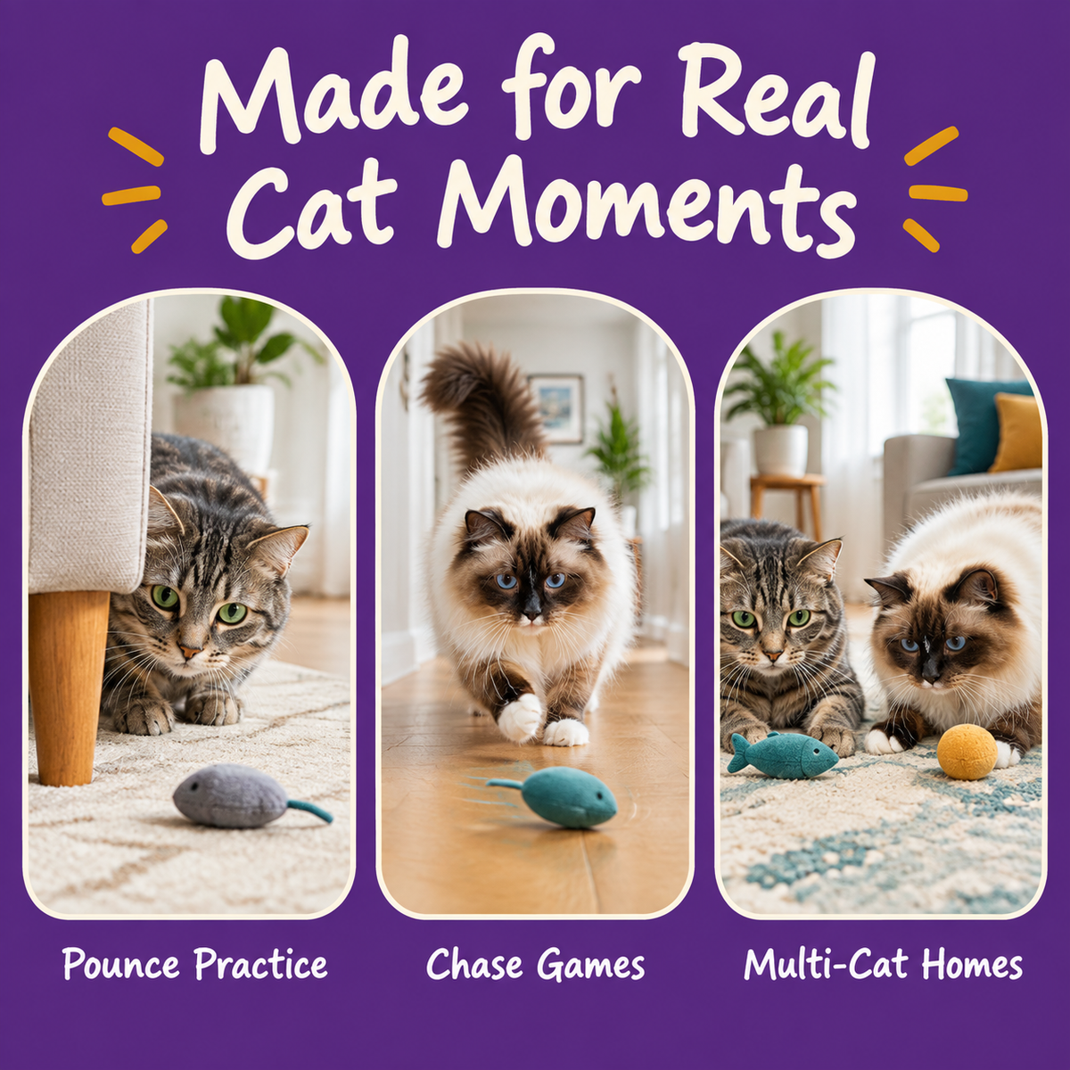 Real cat moments with LitterBond Squeaky Feather Tail Mice