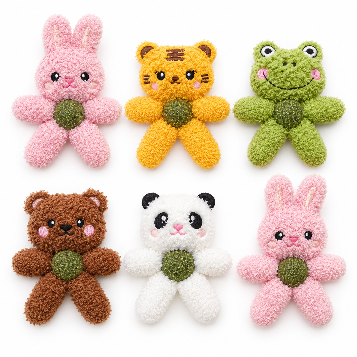 LitterBond Catnip Ball Plush Pals, assorted 6-pack on a white background