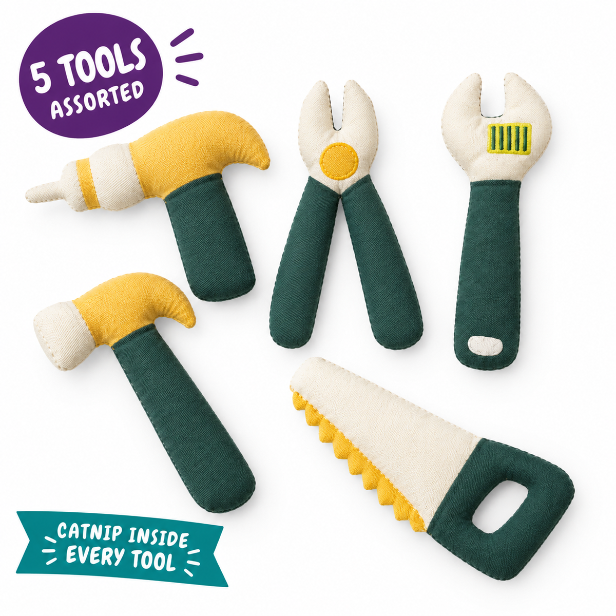 LitterBond Handy Tool Catnip Kickers: 5 tools assorted, catnip inside every tool