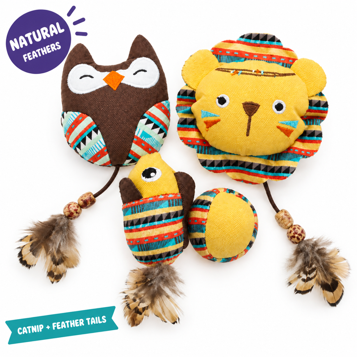 LitterBond Boho Feather Tail Catnip Toys: natural feathers, catnip + feather tails