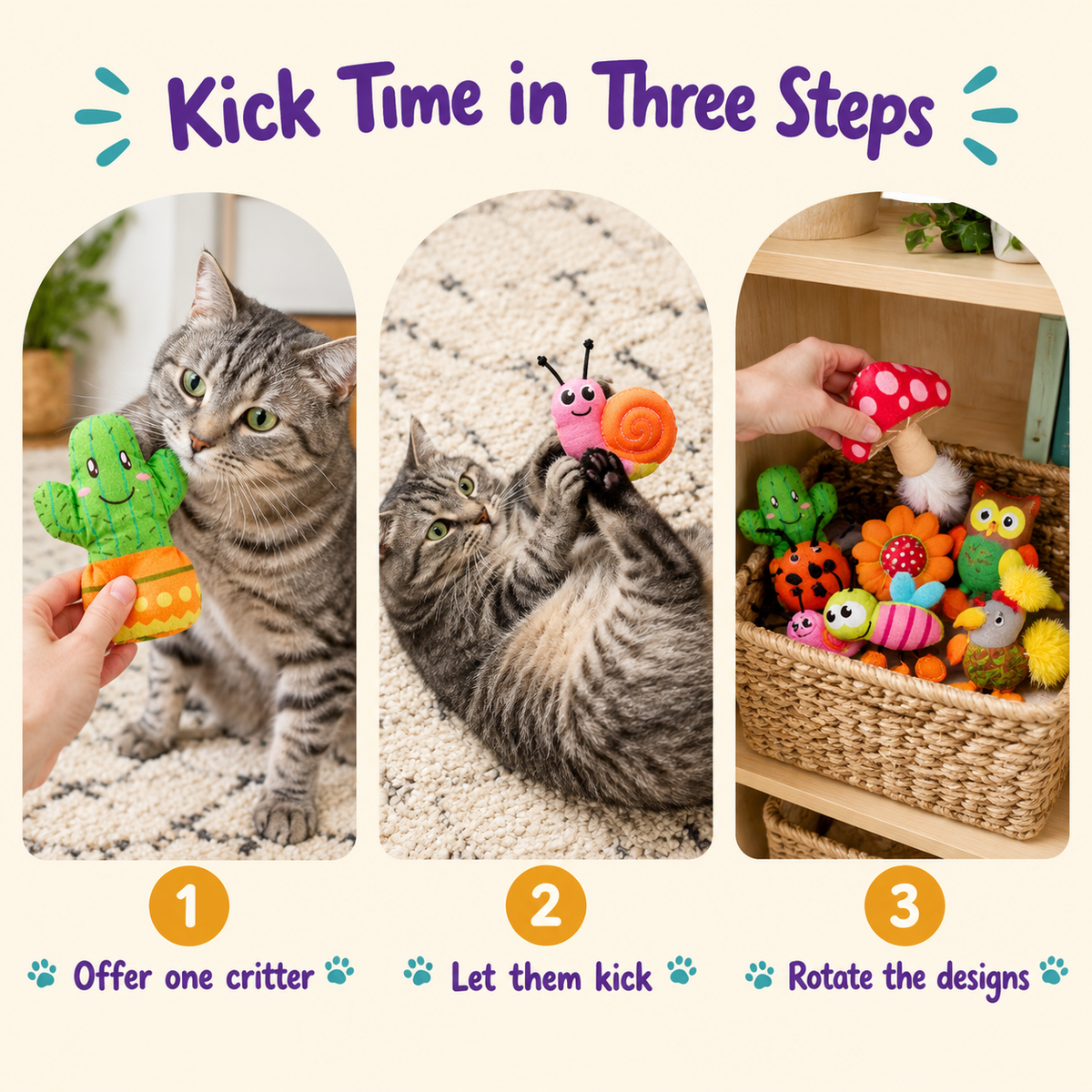 Kick Time in Three Steps: how to play with LitterBond Garden Critter Kicker Toys
