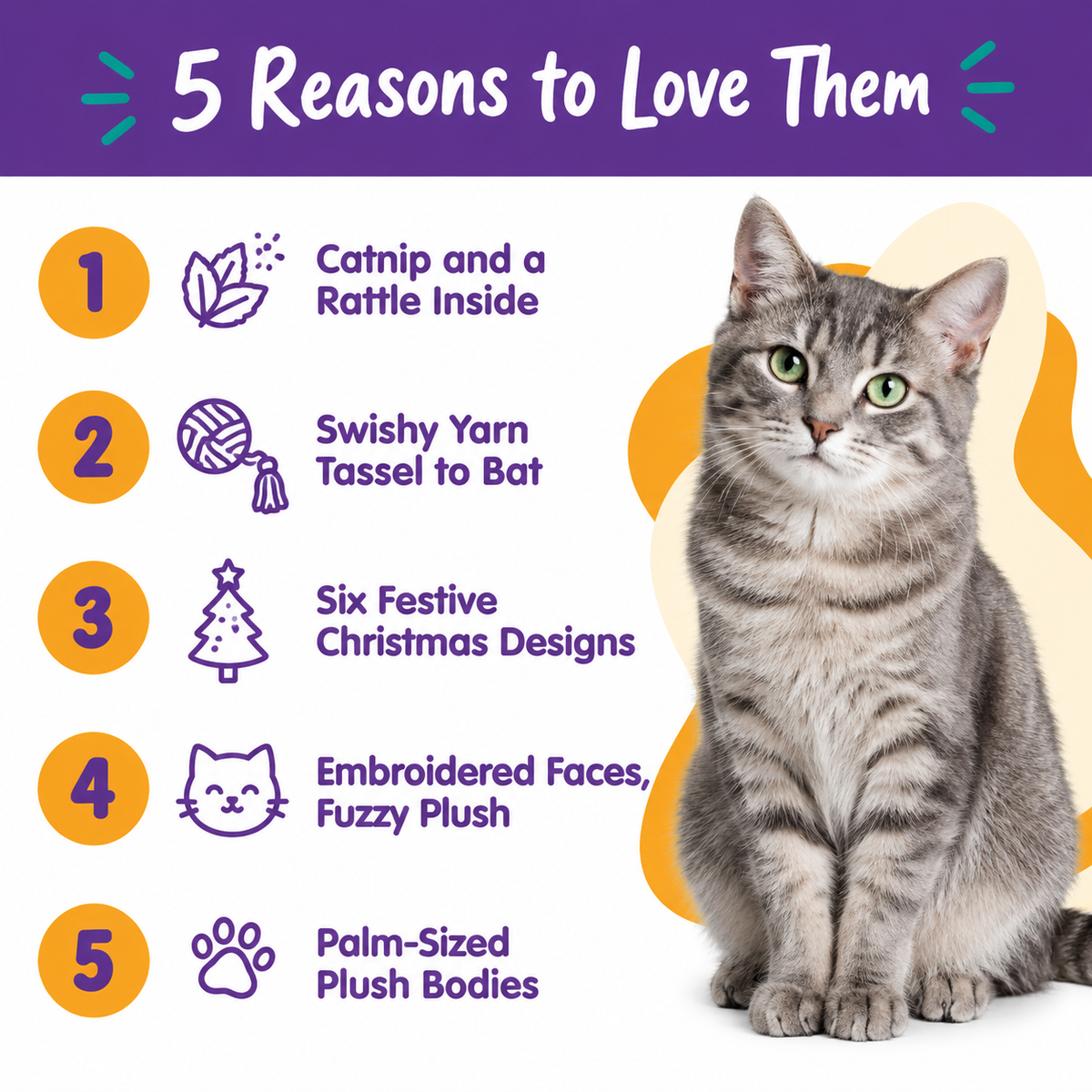 5 reasons to love LitterBond Christmas Catnip Rattle Toys