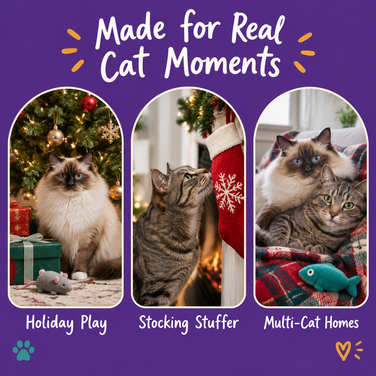 Real cat moments with LitterBond Christmas Catnip Rattle Toys