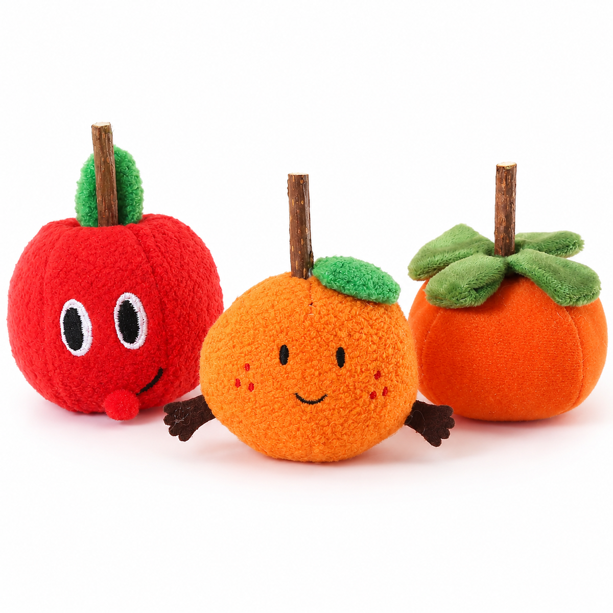 LitterBond Mini Fruit Silvervine Toys, assorted 3-pack on a white background