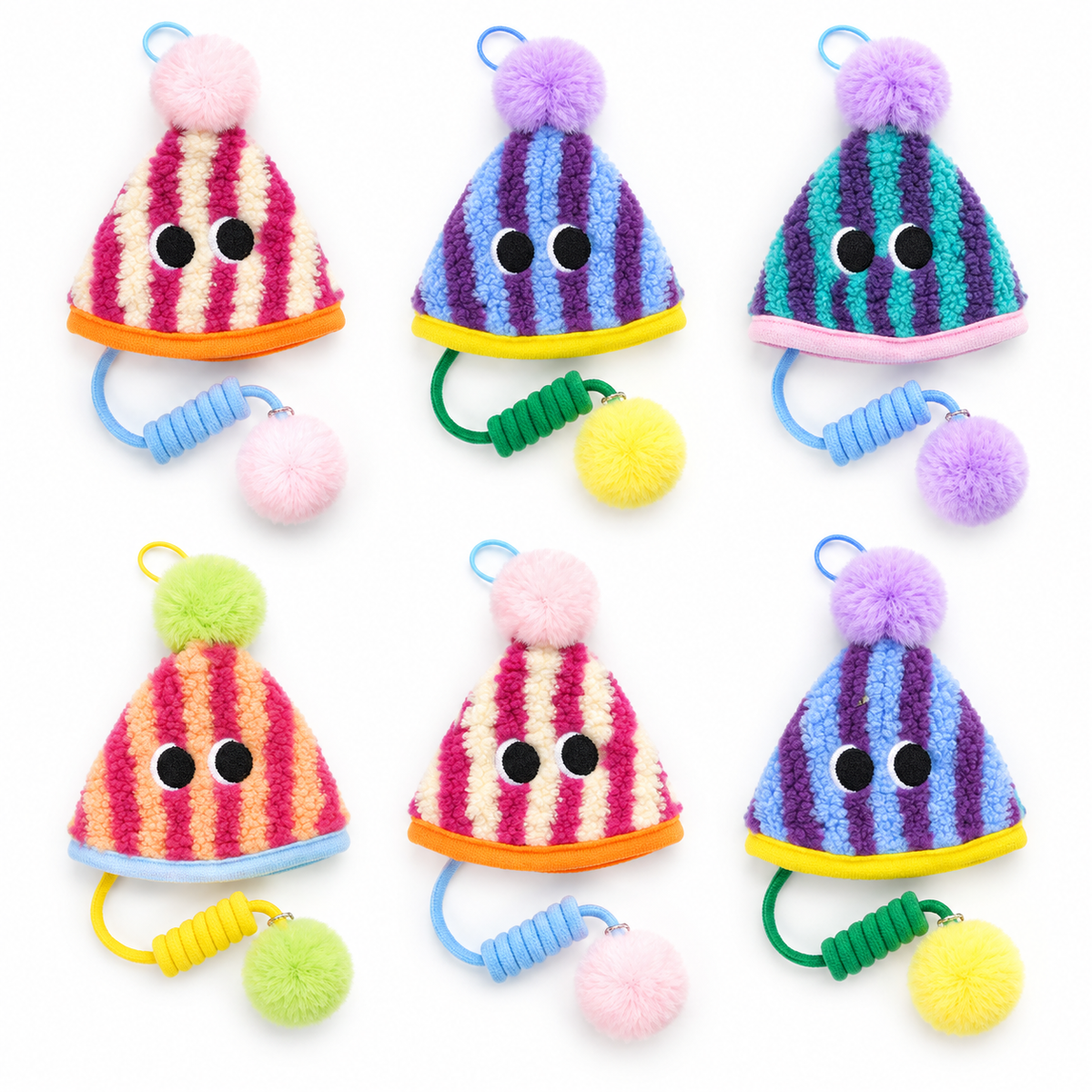 LitterBond Party Hat Bungee Toys, assorted 6-pack on a white background