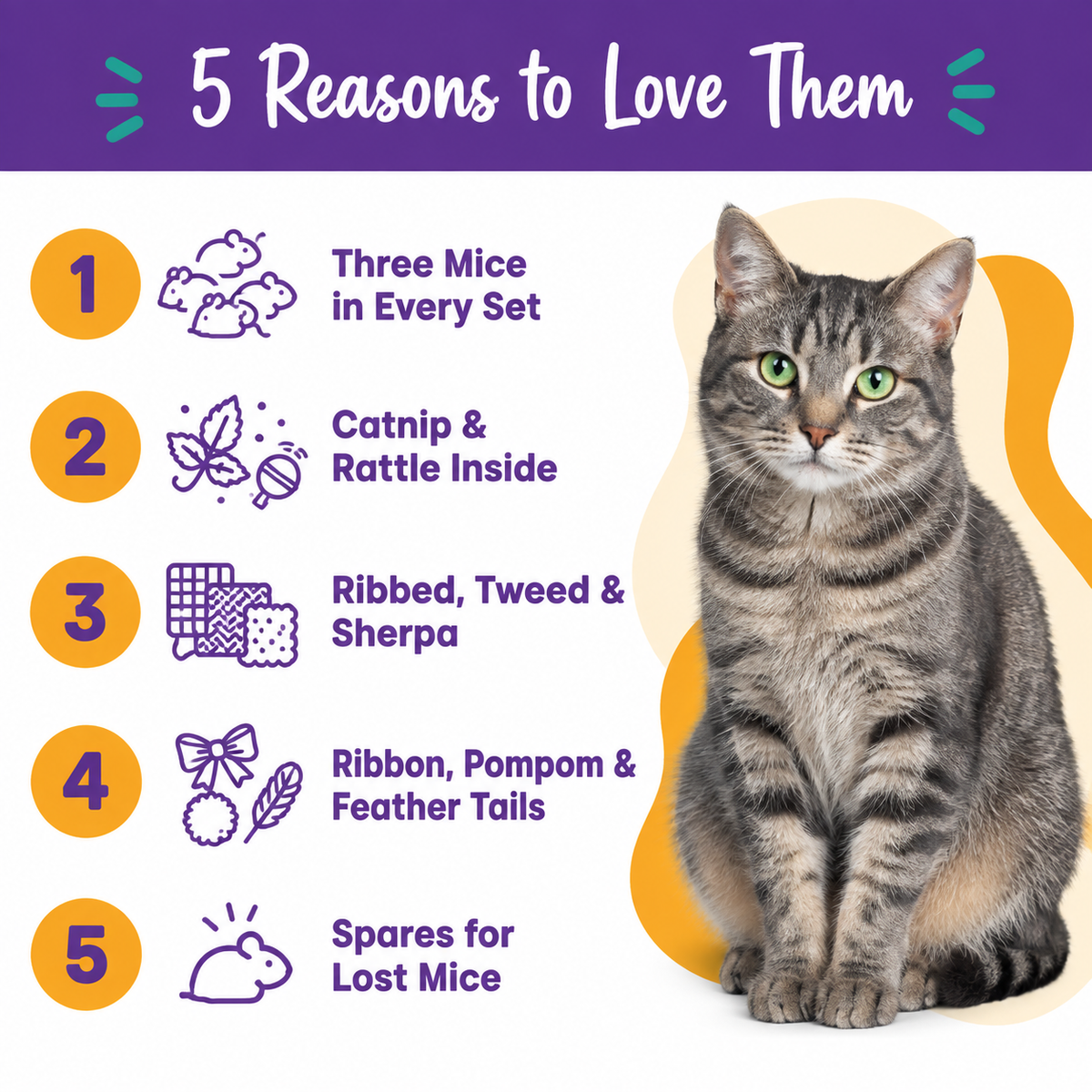 5 reasons to love LitterBond Textured Catnip Mouse Trios