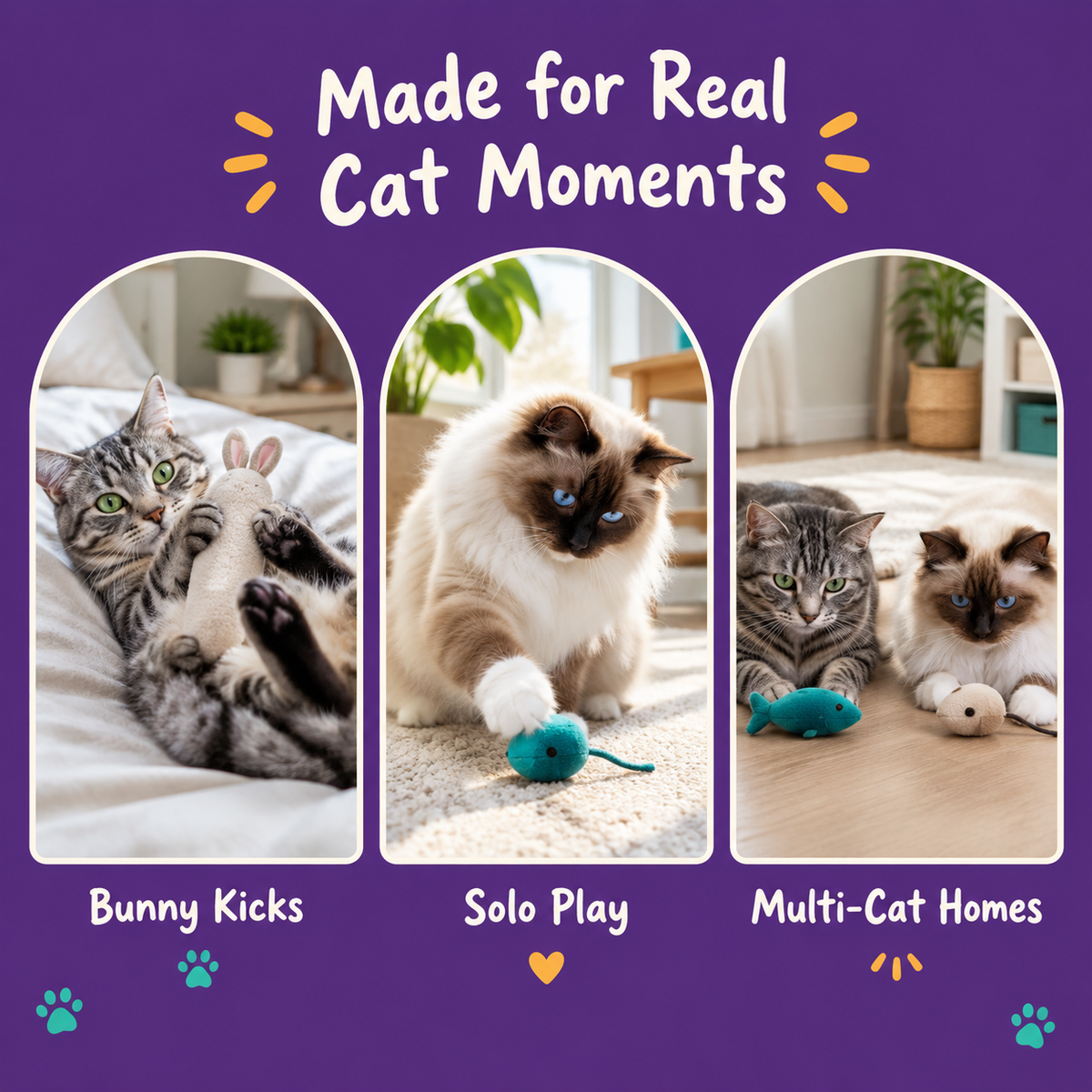 Real cat moments with LitterBond Printed Catnip Fish Kickers