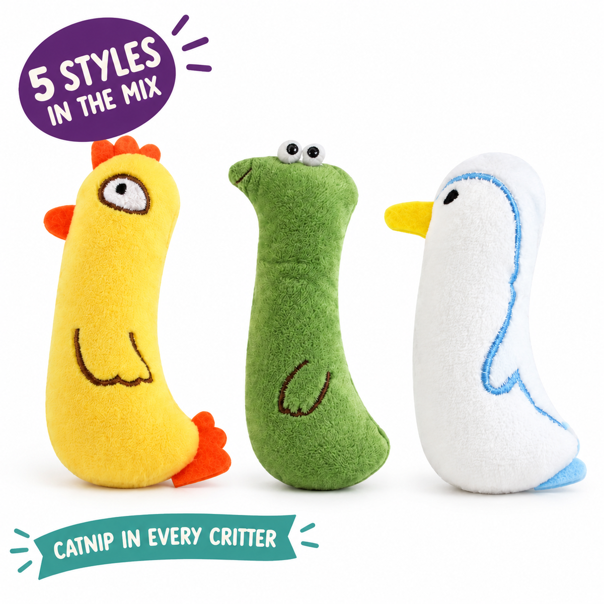LitterBond Chick & Friends Catnip Plush: 5 styles in the mix, catnip in every critter