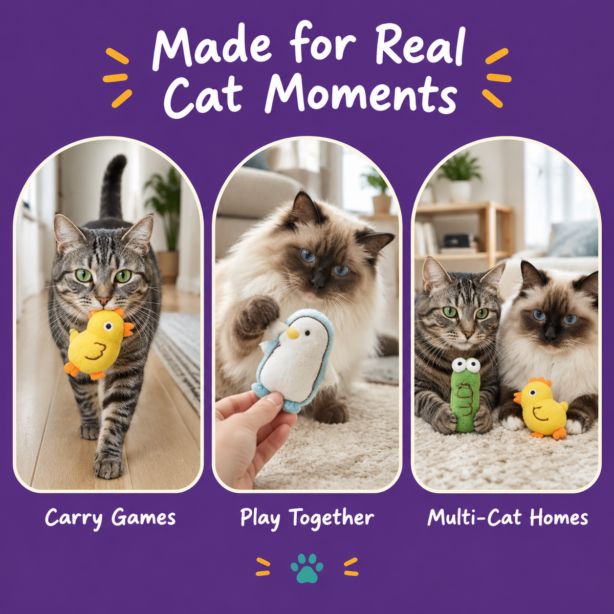 Real cat moments with LitterBond Chick & Friends Catnip Plush