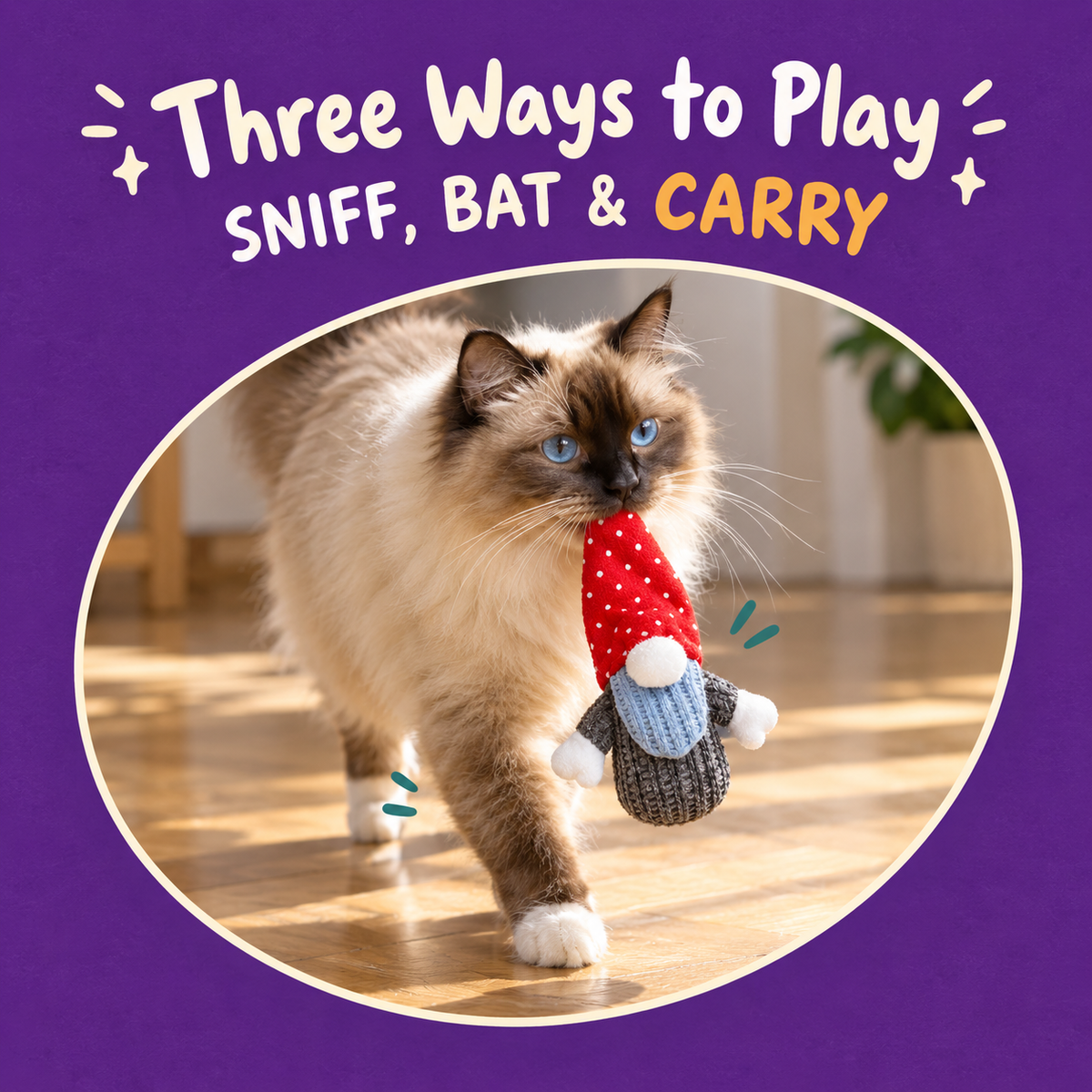 Cat playing with LitterBond Chenille Gnomes & Friends: Three Ways to Play