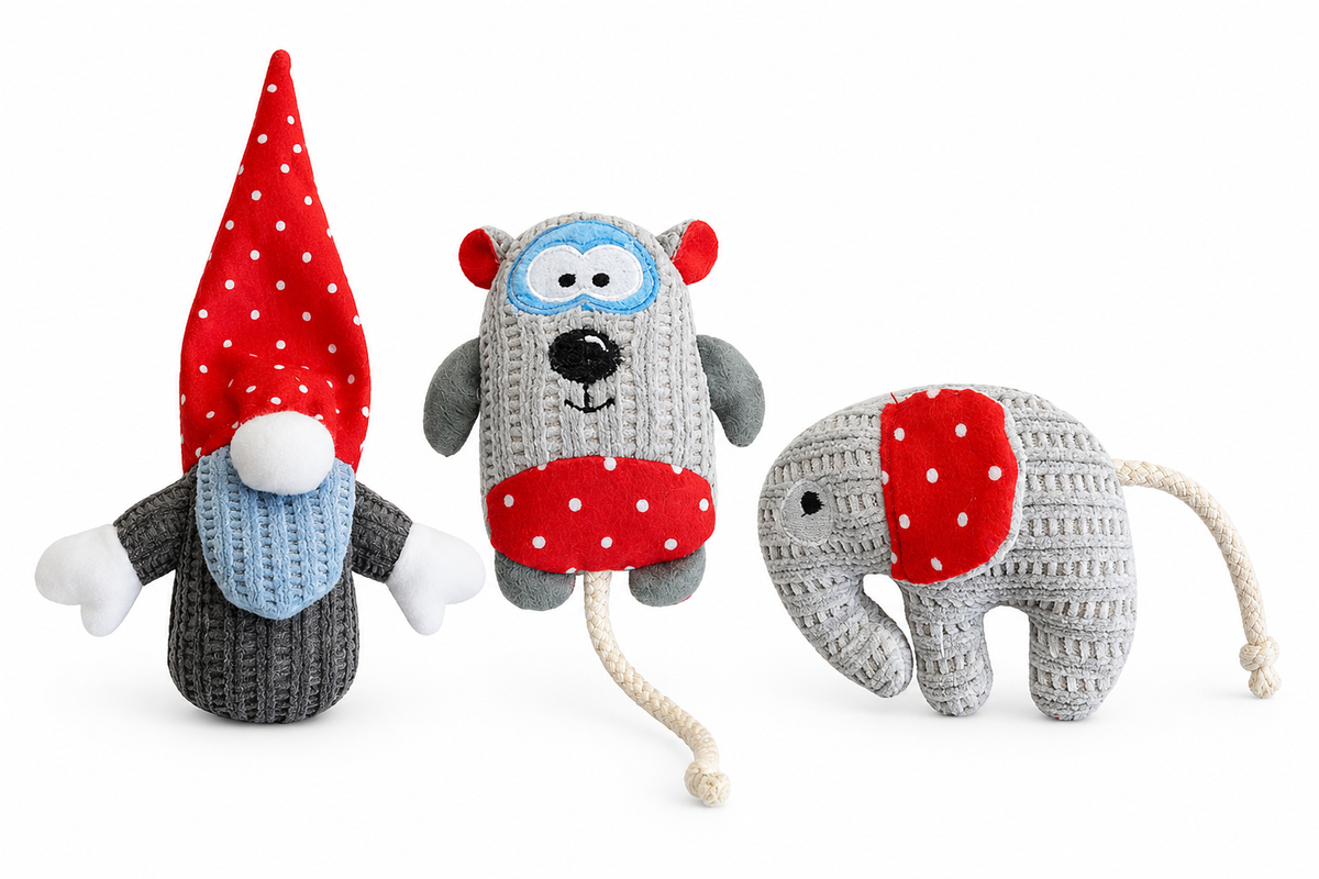 LitterBond Chenille Gnomes & Friends, assorted 3-pack on a white background
