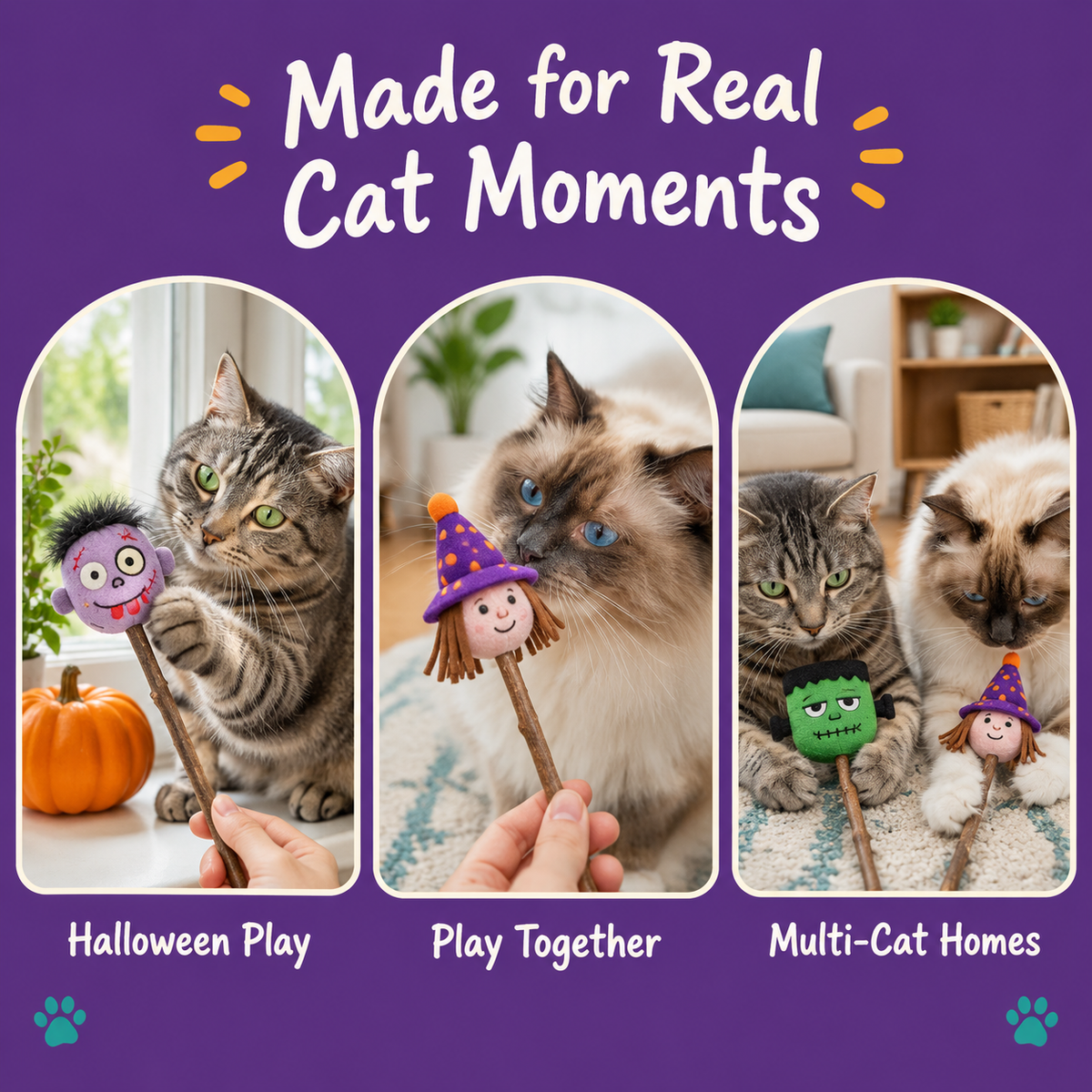 Real cat moments with LitterBond Spooky Silvervine Stick Pals