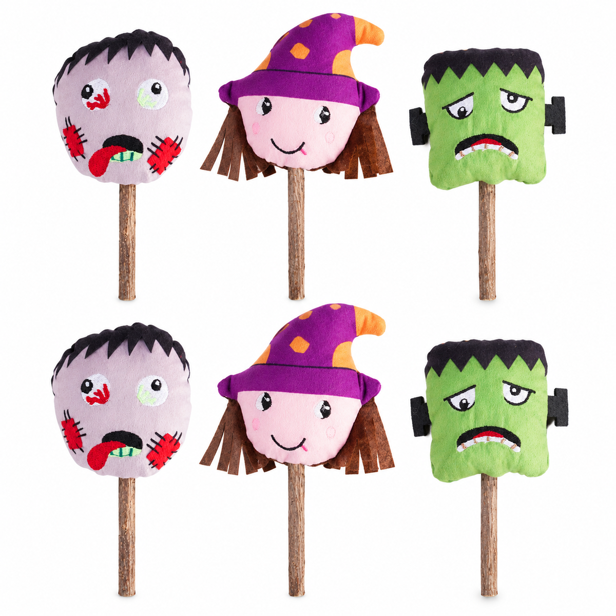 LitterBond Spooky Silvervine Stick Pals, assorted 6-pack on a white background