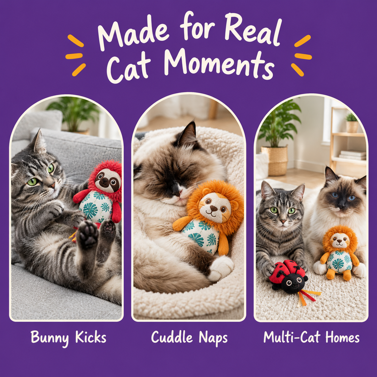 Real cat moments with LitterBond Tropical Leaf Catnip Critters