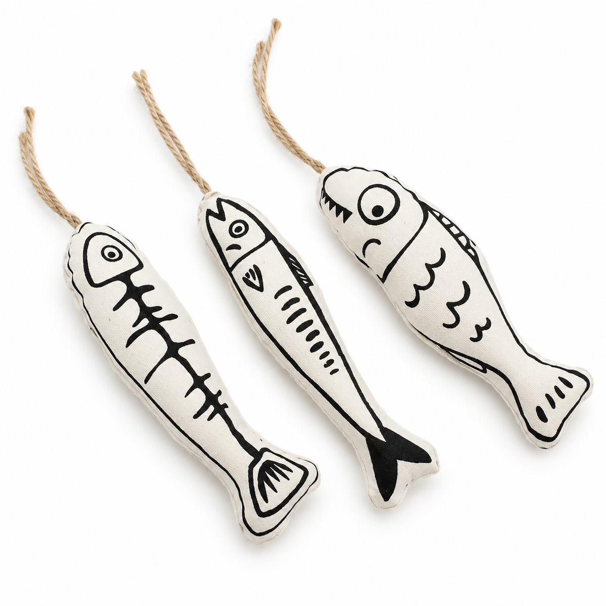 LitterBond Ink Sketch Catnip Fish, assorted 3-pack on a white background
