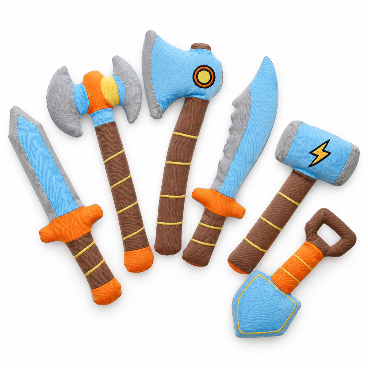 LitterBond Sword & Axe Catnip Kickers, assorted 6-pack on a white background