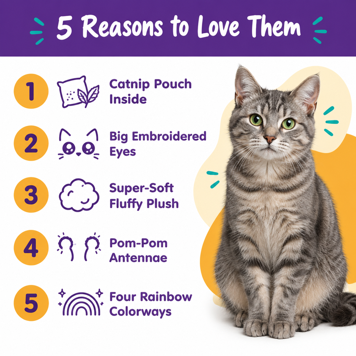 5 reasons to love LitterBond Rainbow Catnip Caterpillars