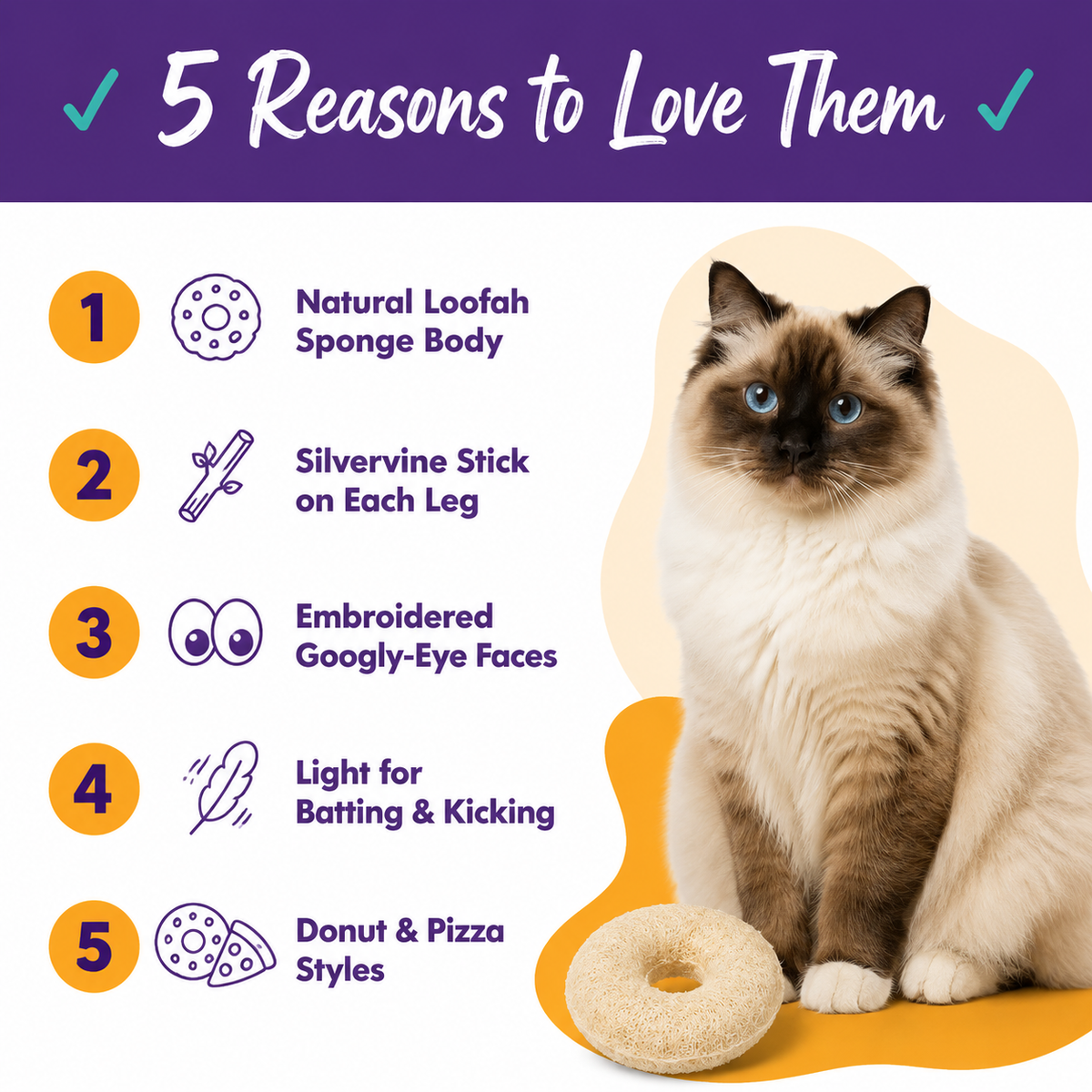 LitterBond Loofah Donut & Pizza Chews - 5 reasons to love it