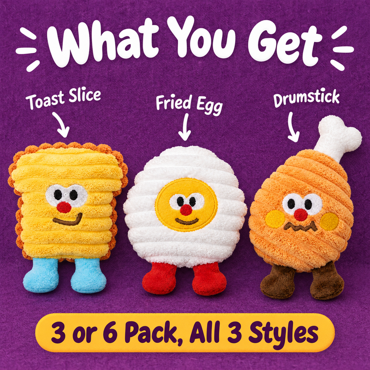 LitterBond Breakfast Buddy Catnip Plushies - what you get