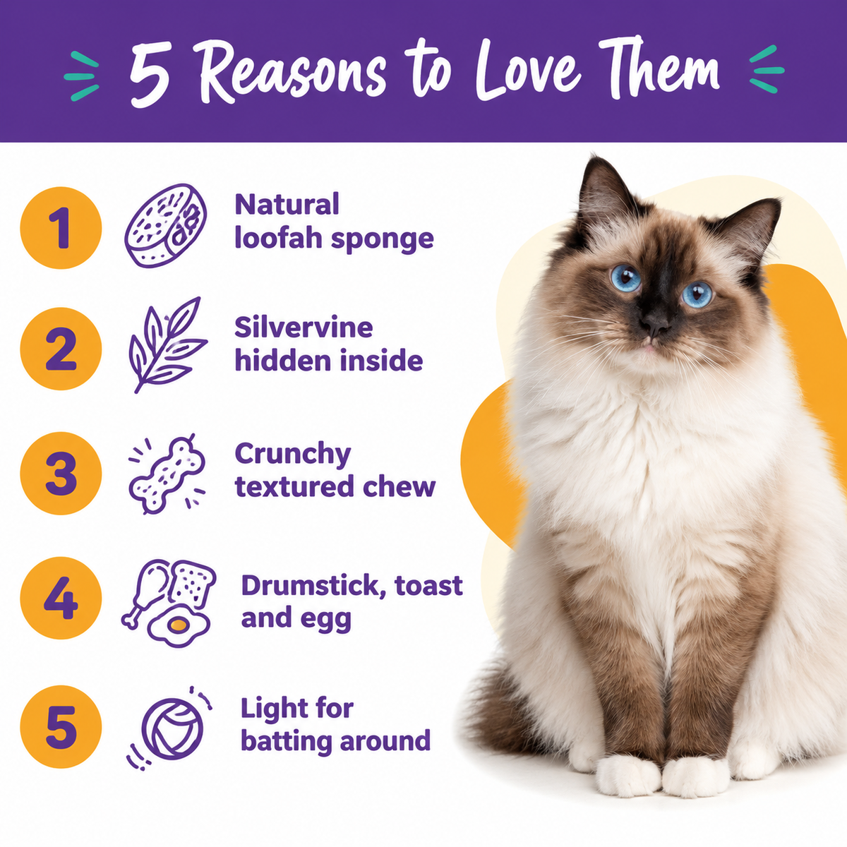 LitterBond Loofah Breakfast Silvervine Chews - 5 reasons to love it
