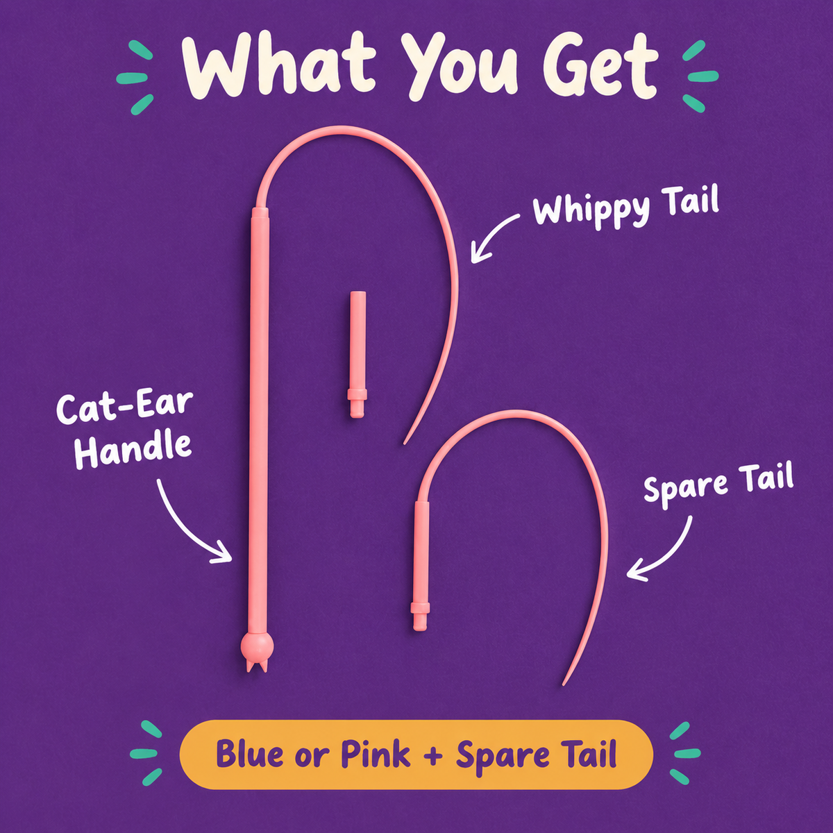 LitterBond Whippy Mouse Tail Wand - what you get