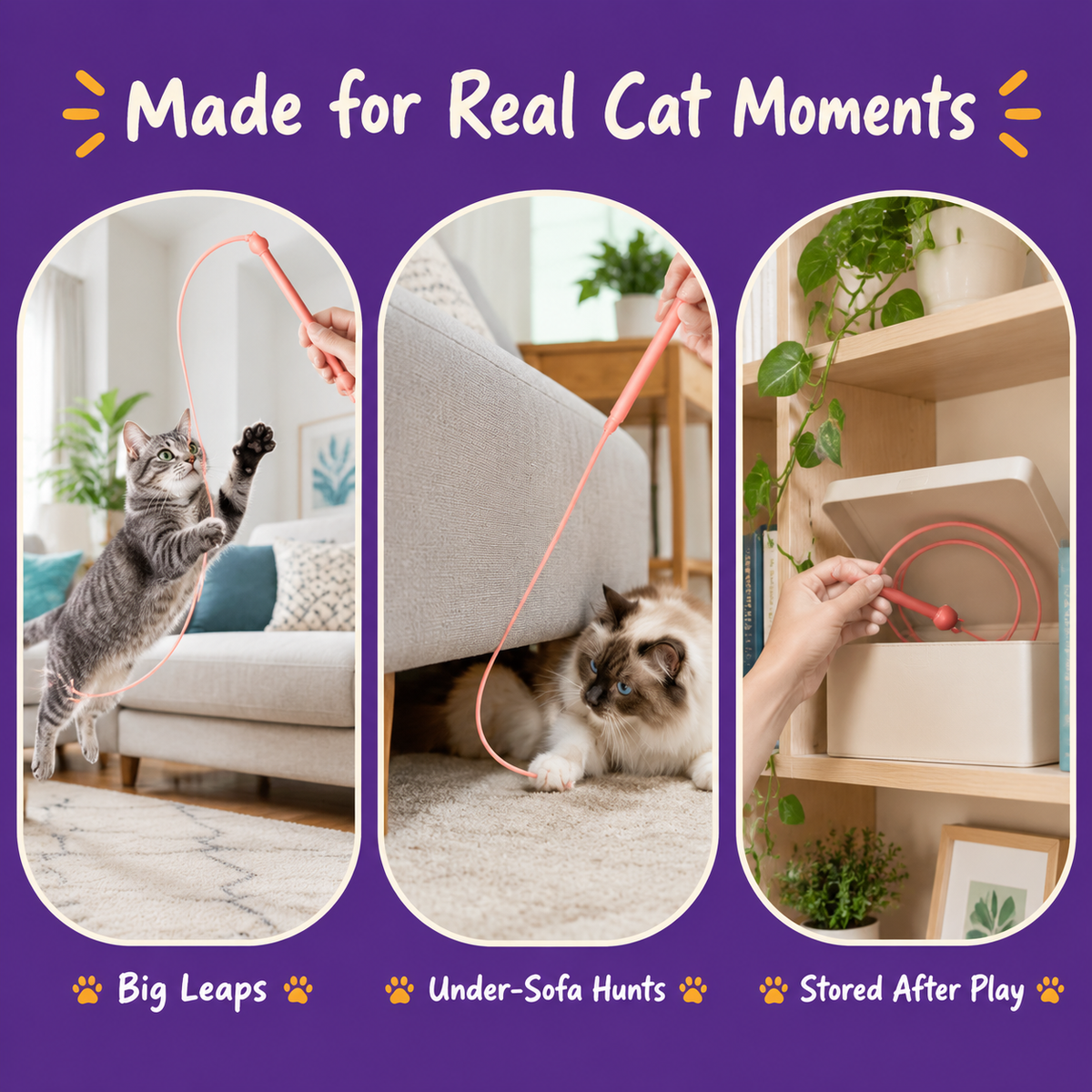 LitterBond Whippy Mouse Tail Wand - real cat moments