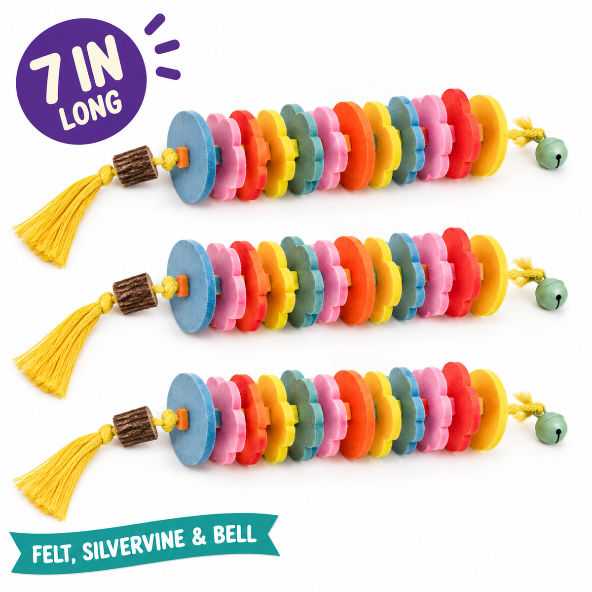 LitterBond Felt Caterpillar Chew Ropes - key features
