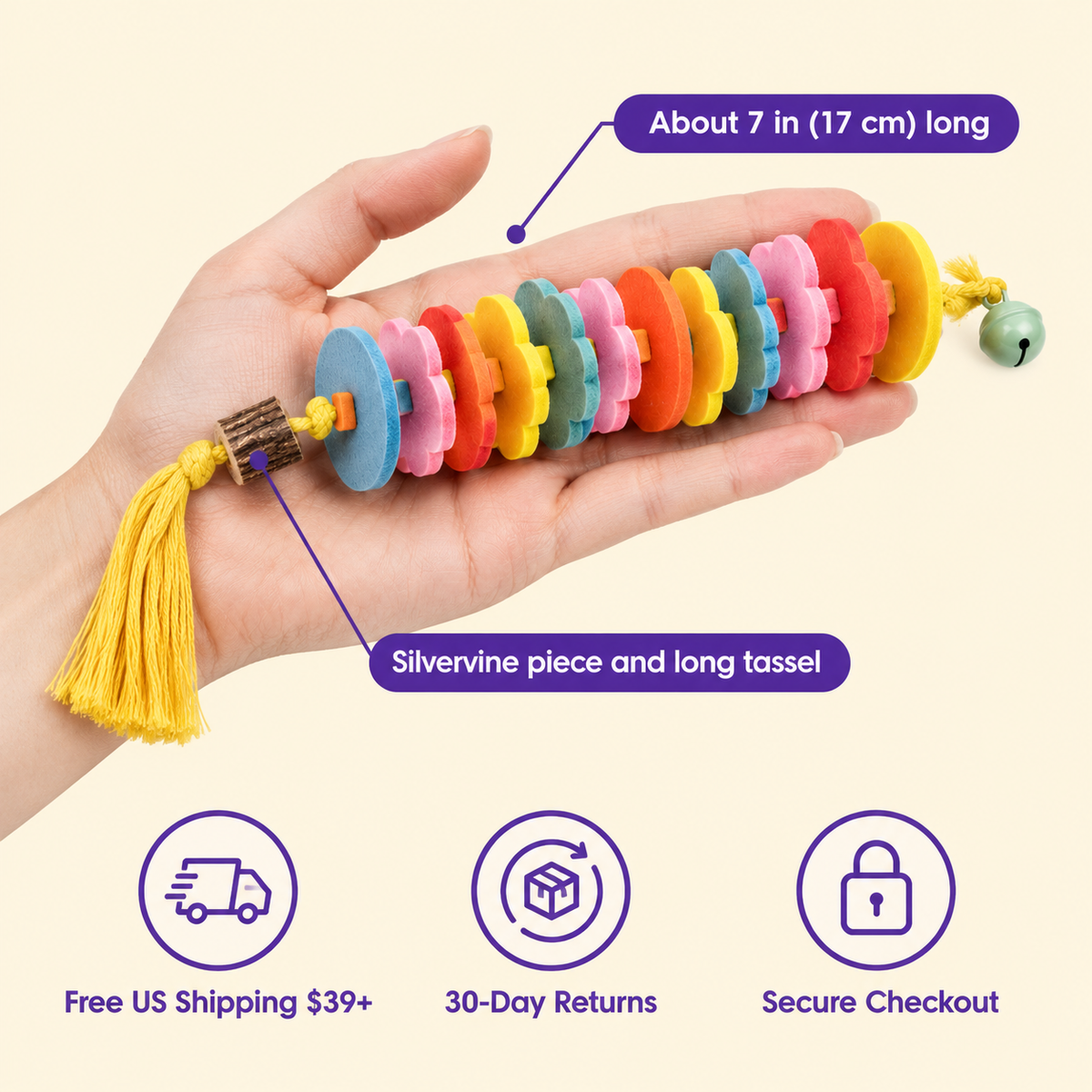 LitterBond Felt Caterpillar Chew Ropes - size and details