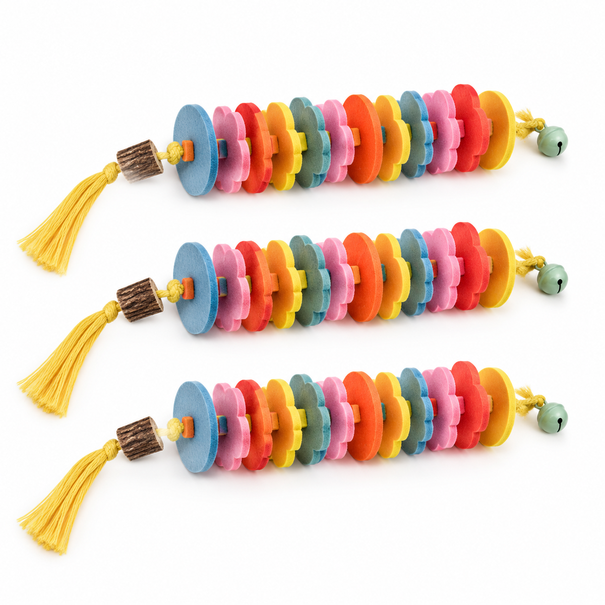 LitterBond Felt Caterpillar Chew Ropes on white background