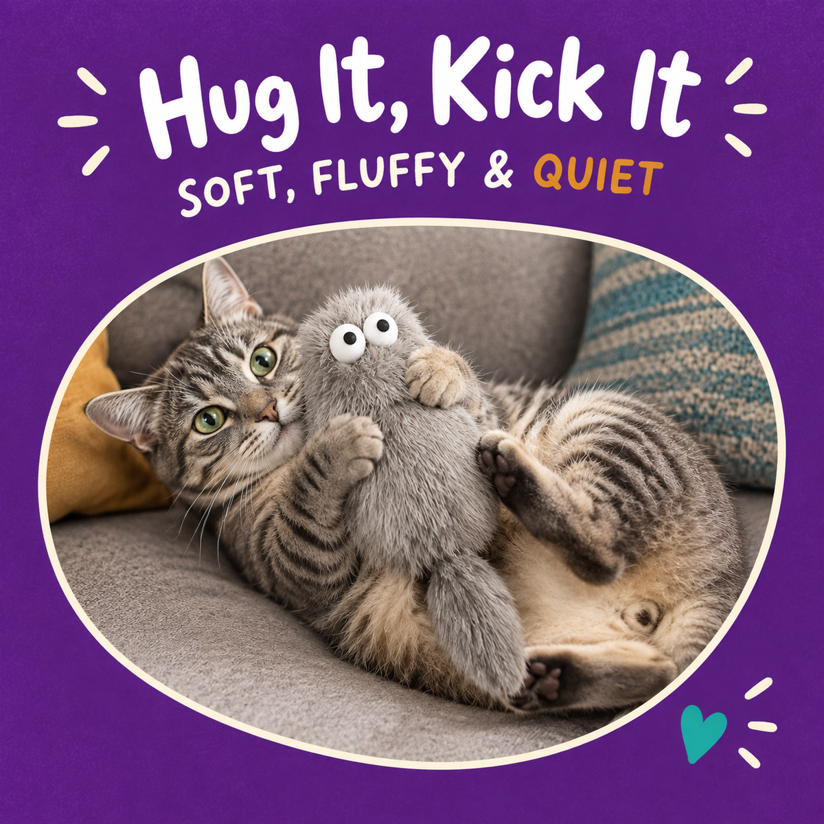LitterBond Big-Eye Fuzzy Owl Kickers - in use with a cat