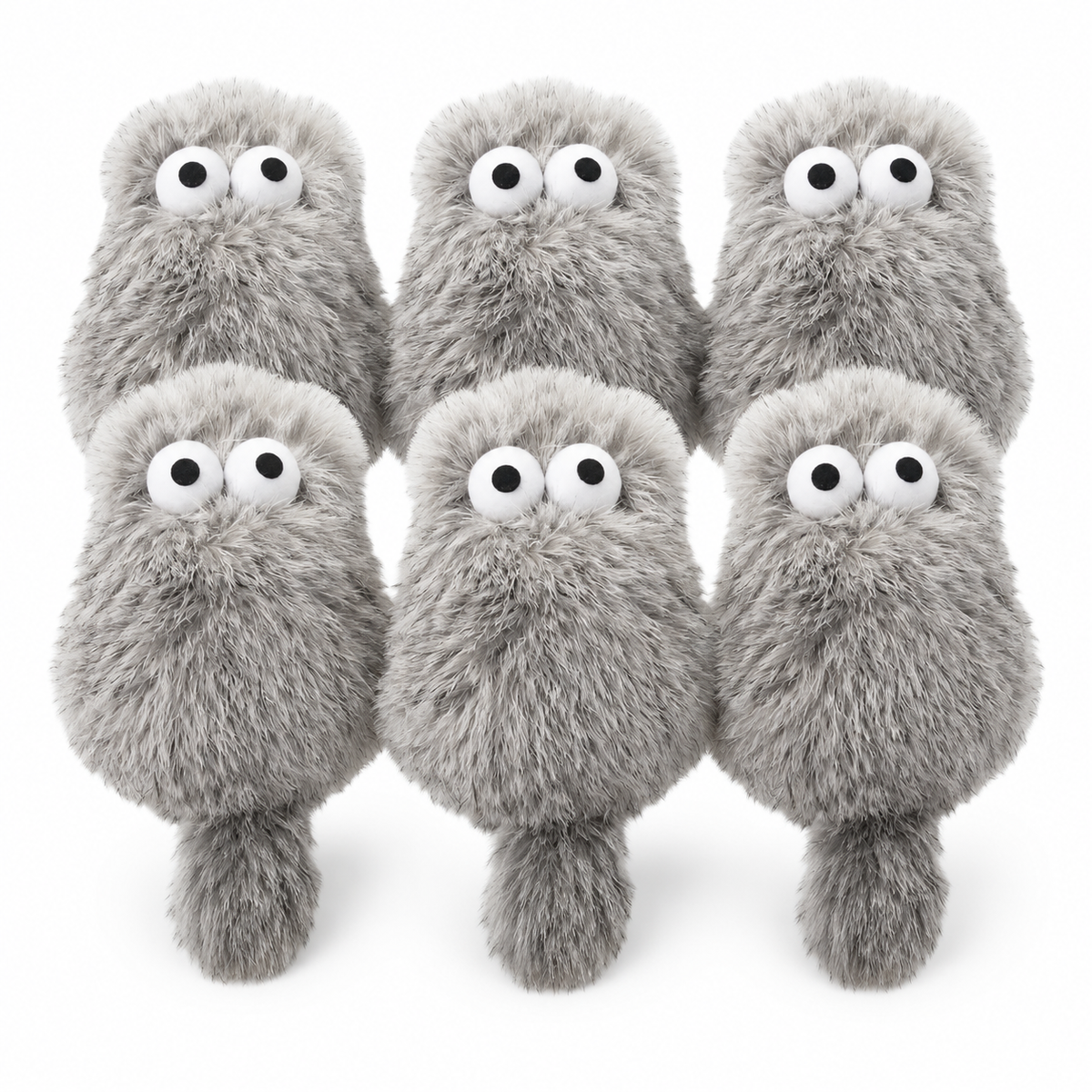 LitterBond Big-Eye Fuzzy Owl Kickers - 6-pack on white background