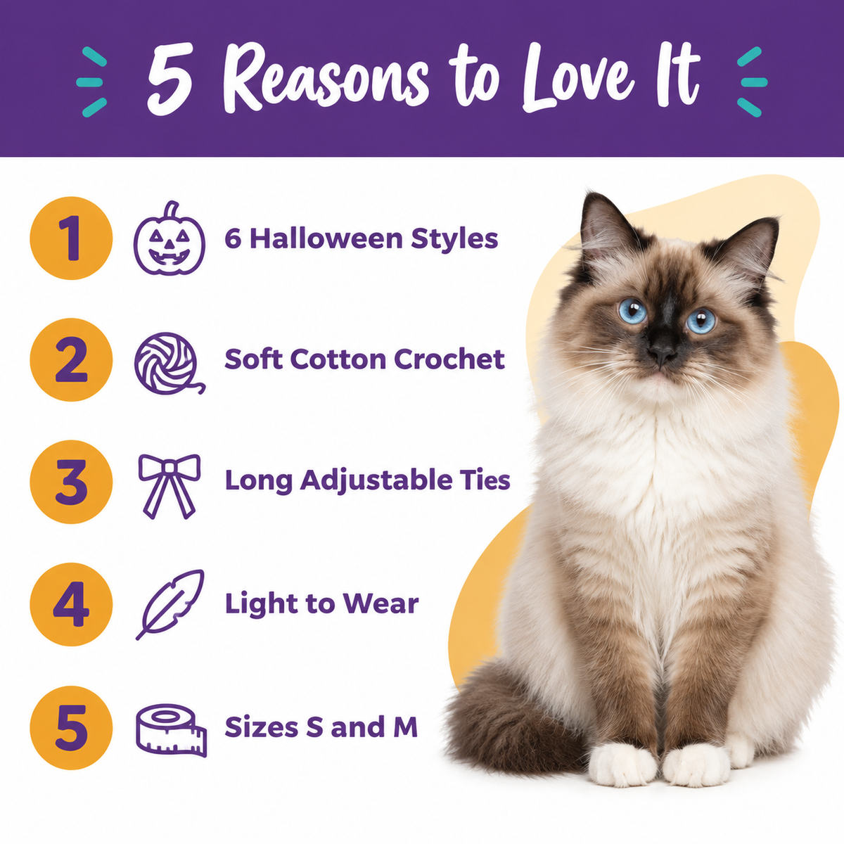 5 reasons to love the LitterBond Crochet Halloween Bib Collar